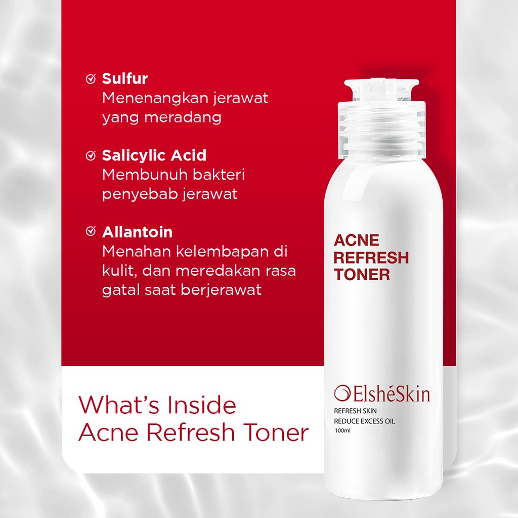 ORIGINAL ElsheSkin Acne Refresh Toner 100ml / Elshe Skin / Toner Wajah / Perawatan Wajah / Facial Toner / Face Toner / Salicylic Acid / LEDI MART