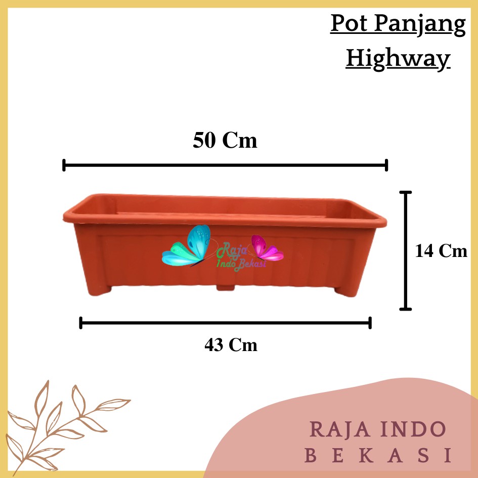 Pot Panjang Highway 55 Coklat Merah Bata Pot Panjang Hw 50cm Pot Bunga Segi Panjang 70cm High Way Pot Panjang Plastik Putih Murah Gantung 50cm - Pot Panjang 50