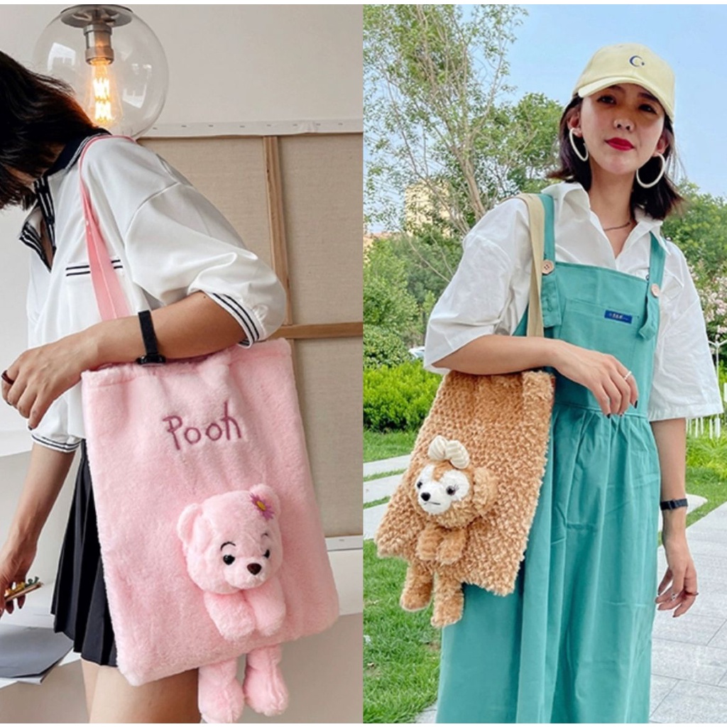 TAS SHELLIE MAY WINNIE THE POOH CINNAMOROLL TOTE BAG IMPOR ANAK DEWASA LEMBUT