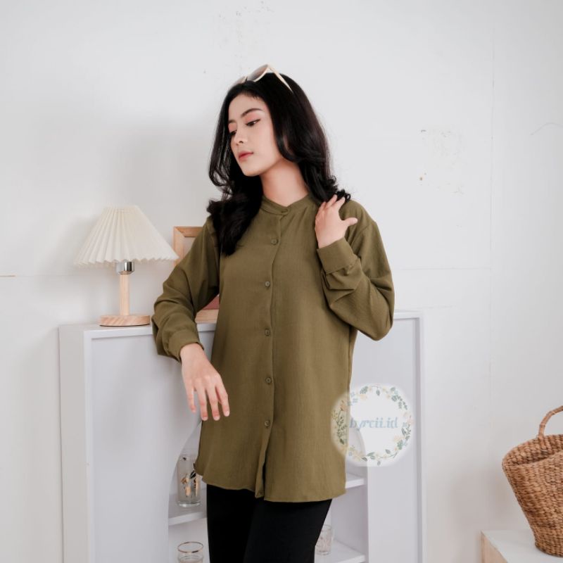 Reva Blouse Crinkle - Kemeja Blouse - Kemeja Polos - Atasan Wanita