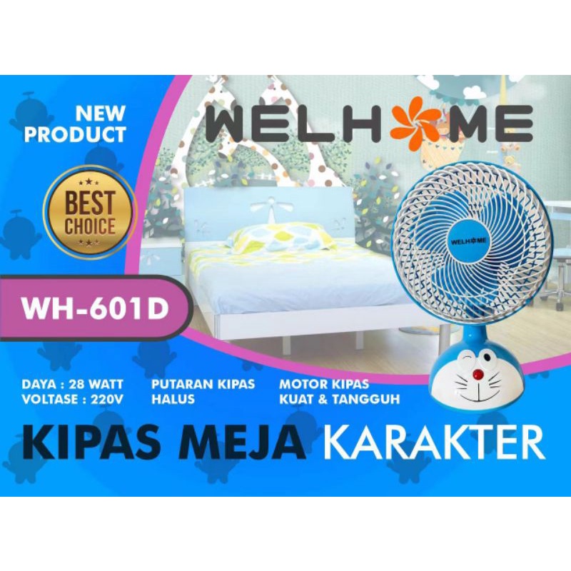 kipas angin welhome 6inch deskfan ori mantap