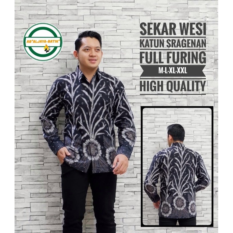 KEMEJA BATIK SEKAR WESI FUL FURING KATUN HALUS SRAGENAN SIZE M-XXL ASLI SOLO