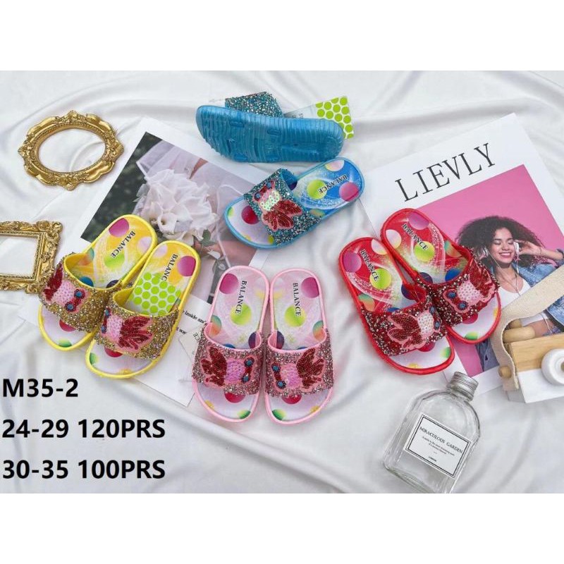 Sandal Slop Anak Karet Import Jelly Empuk Elastis Motif Pasir Gliter Warna Warni