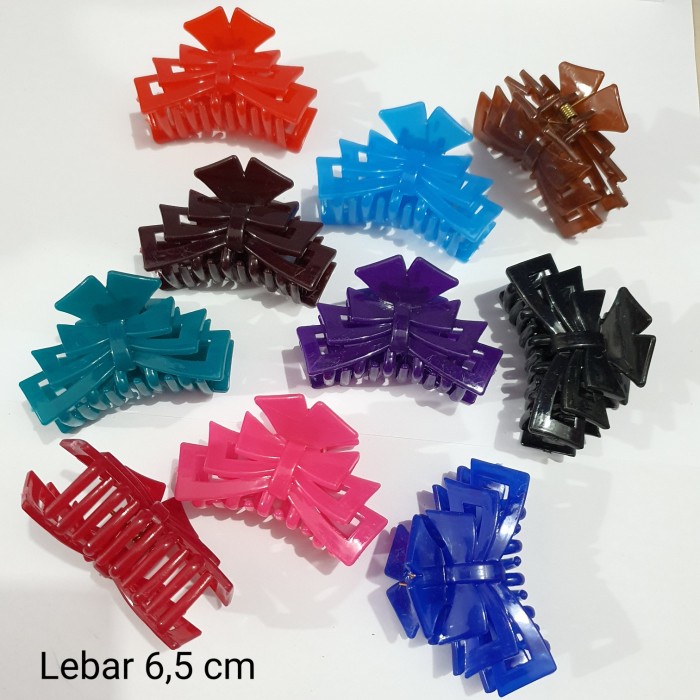 JR50 Jepit Jepitan Rambut Plastik Tebal Salon Bentuk Pita Ribbon