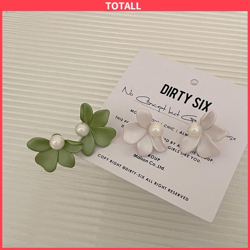 COD Kontras warna cat semprot bunga anting-anting wanita kepribadian sederhana semua-pertandingan anting-anting anting-anting S925 Super Fairy temperamen anting-anting wanita-Totall