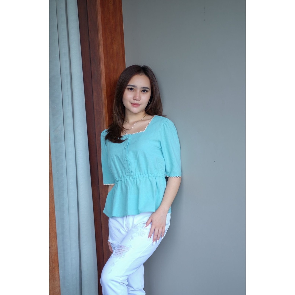 ATASAN BLOUSE WANITA RENDA BAHAN KATUN PREMIUM LEMBUT CLAIRE TOP-MINT