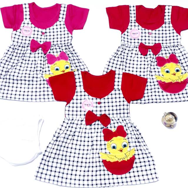 Dress baju  bayi  perempuan  fashion bordir burung kode 007 