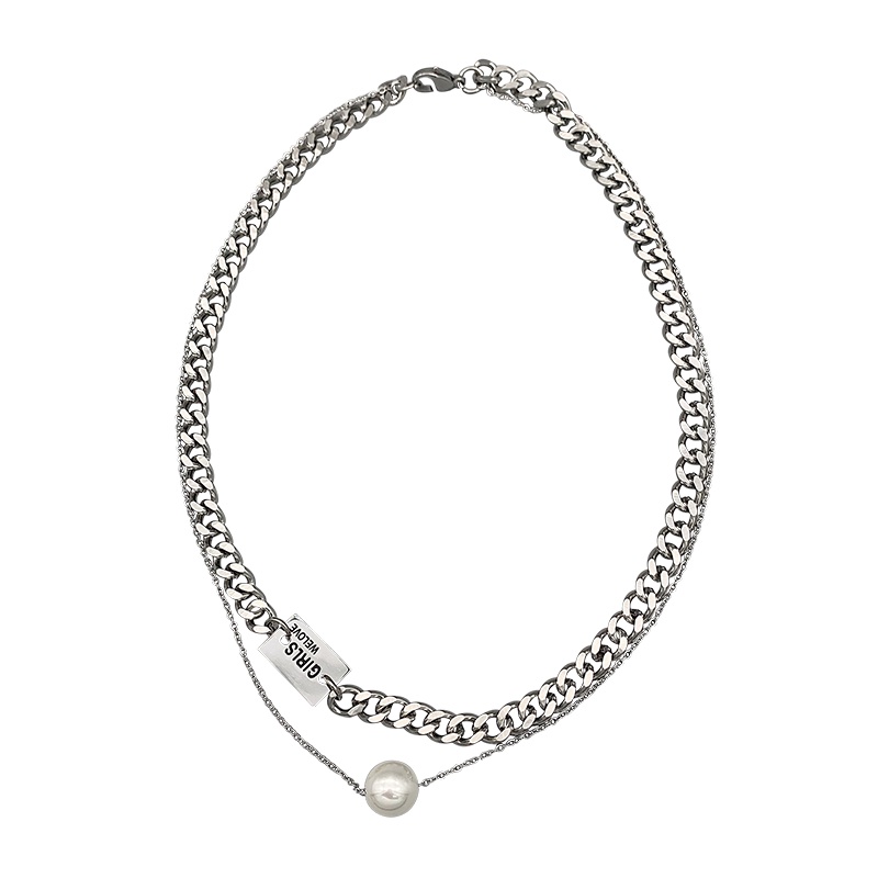 Double-layer Chain Necklace Accessories Pearl Pendant Versatile Personality