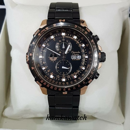 jam tangan / Watch_Id pria alexander cristie ac6476 original black rose gold