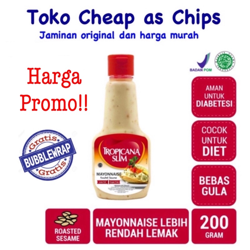 Tropicana slim mayonaise / mayonnaise 200 gram bebas gula rendah lemak