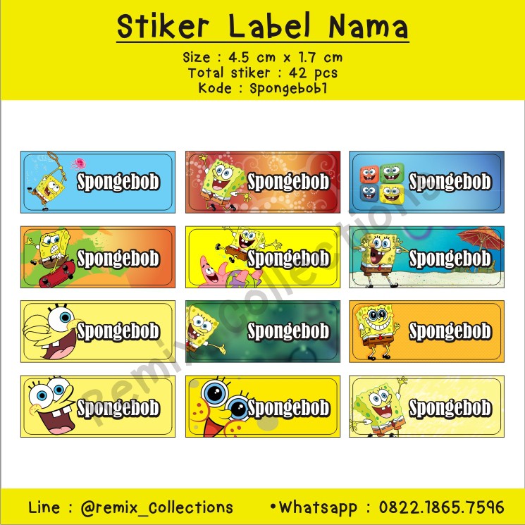  Stiker nama tahan air  tidak mudah sobek isi 42 pcs 