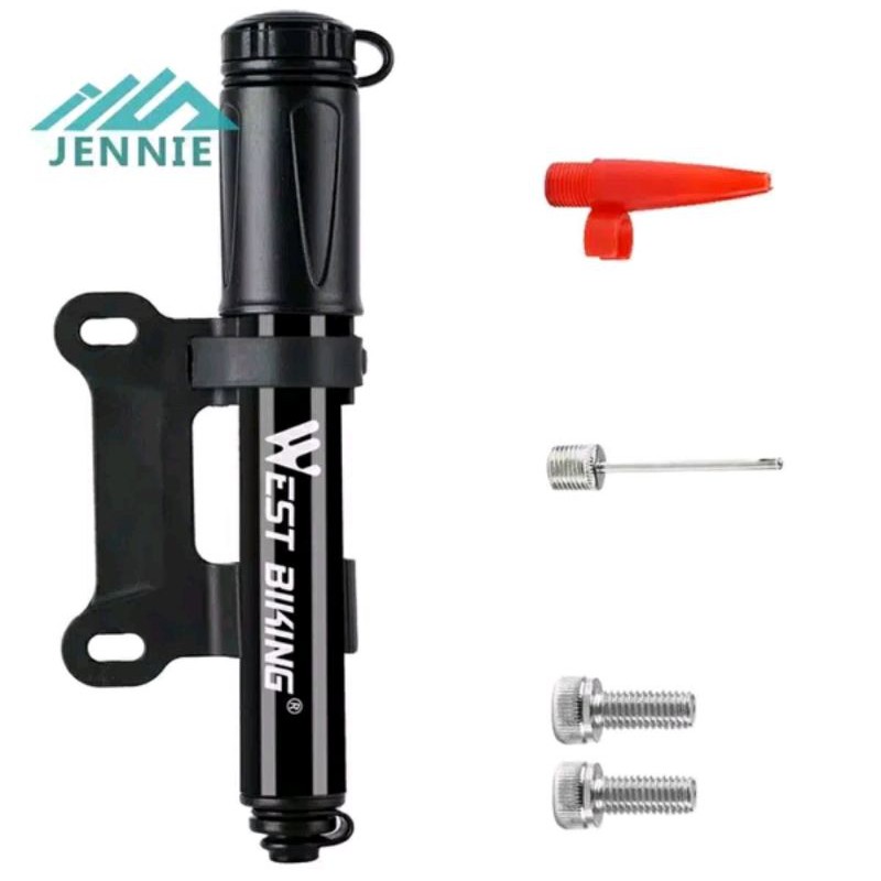 mini pompa west biking pump portable alloy high pressure 100 psi ukuran kecil hand tangan sepeda