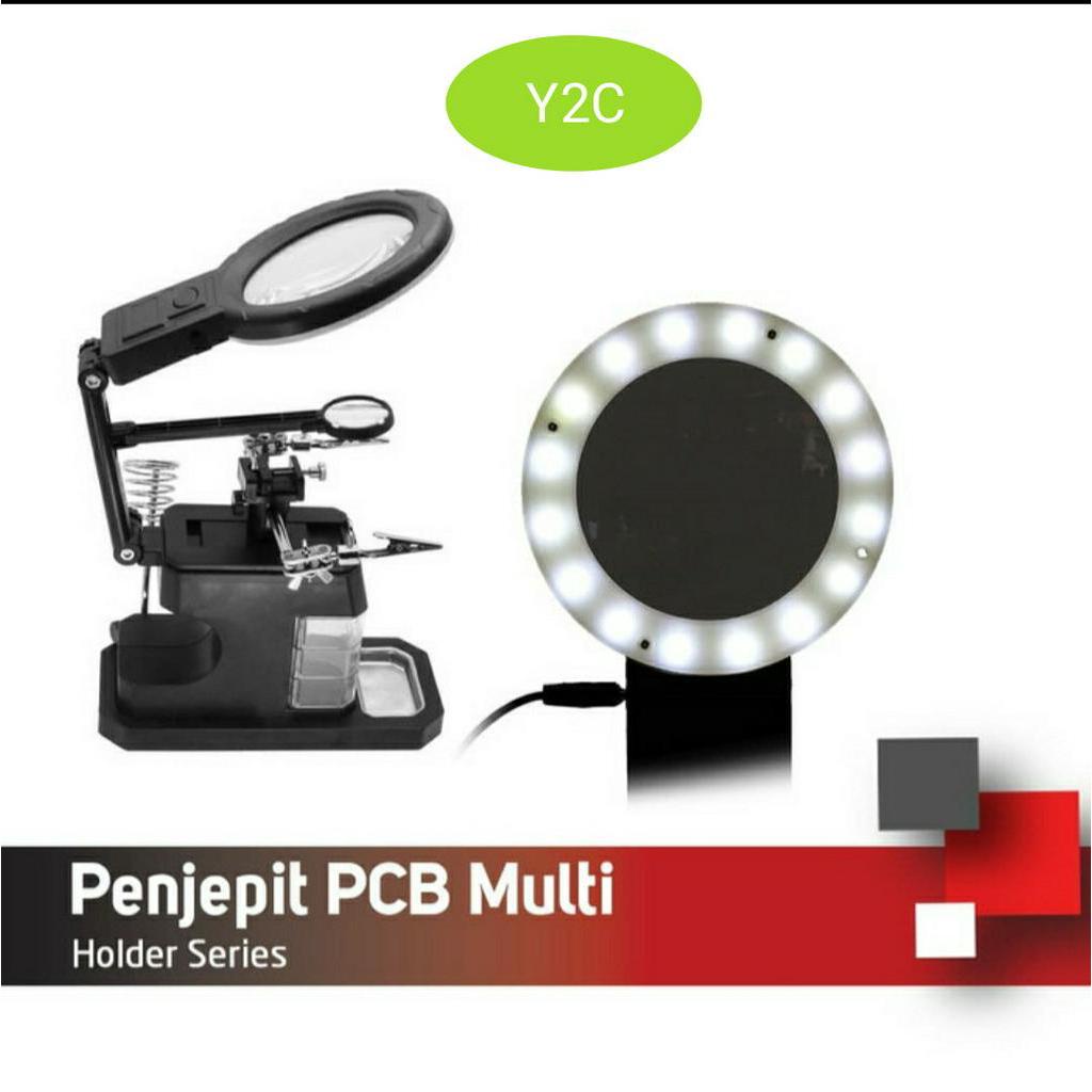 PENJEPIT PCB DENGAN KACA PEMBESAR DAN DUDUKAN SOLDER + LAMPU LED CELLKIT TE-803 / ALAT SERVIS HP