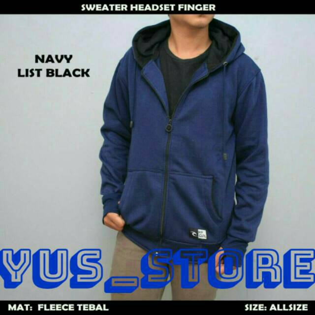 Jaket sweater ripcurl headset finger