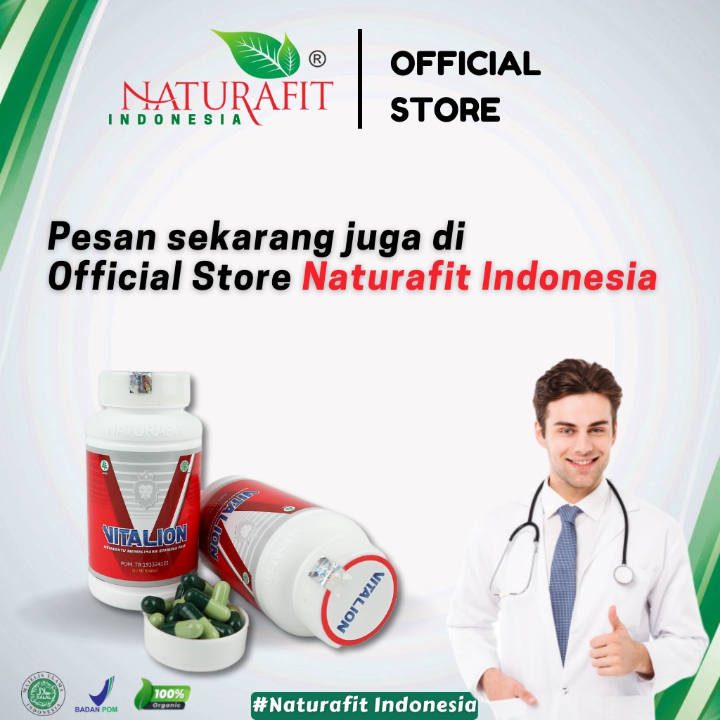Vitalion Original Obat Herbal Stamina Pria, Meningkatkan Kualitas Sperma, Ejakulasi Dini, Lemah Syahwat, Promil, Menyuburkan Sperma Pria, Mempercepat Program Hamil, isi 60 kapsul Naturafit BPOM-7