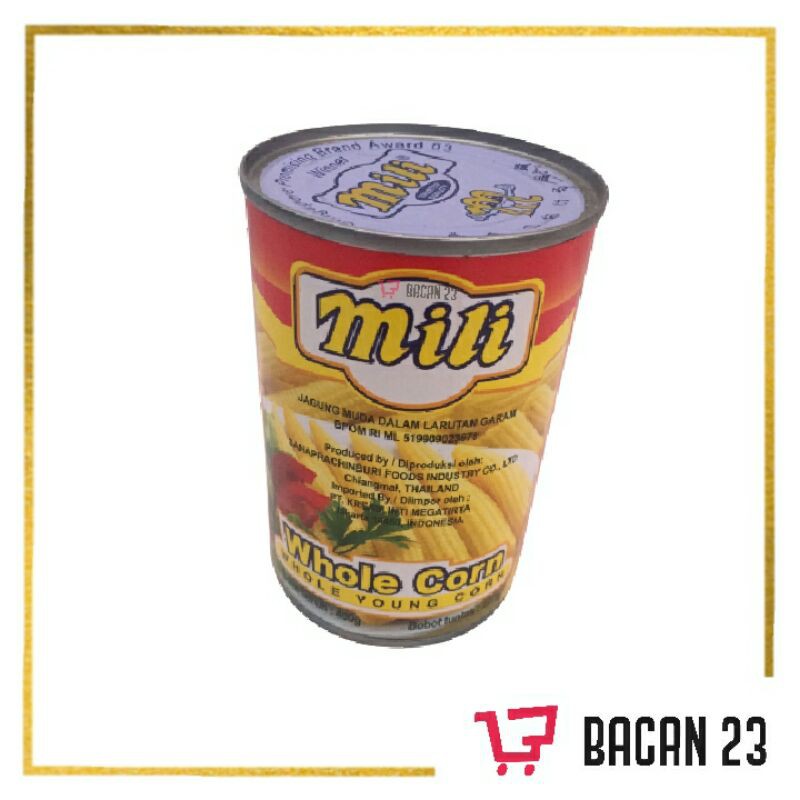 

Mili Whole Corn (400gr) / Mili Jagung Muda /Bacan 23 - Bacan23