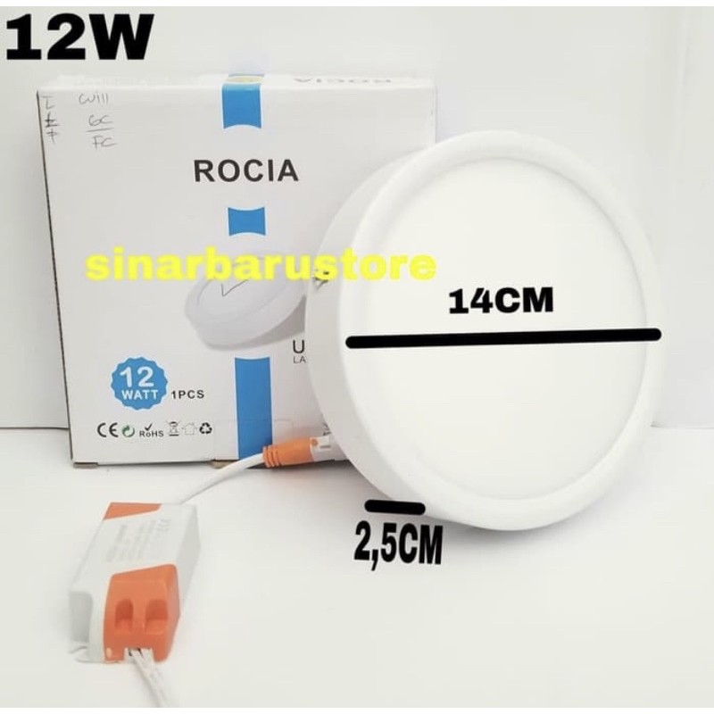 Lampu LED Panel Out Bow (OB) "Rocia" 12 Watt Putih Bulat