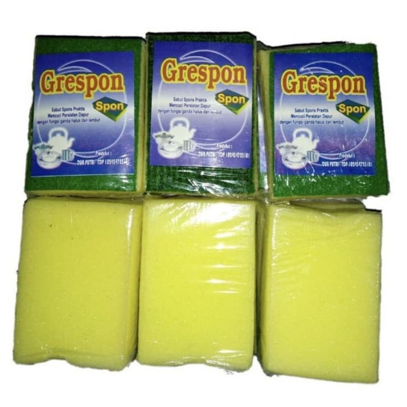 Spon Busa Cuci Piring GRESPON - Spons 2 Sisi Pencuci Alat Dapur Sponge Murah