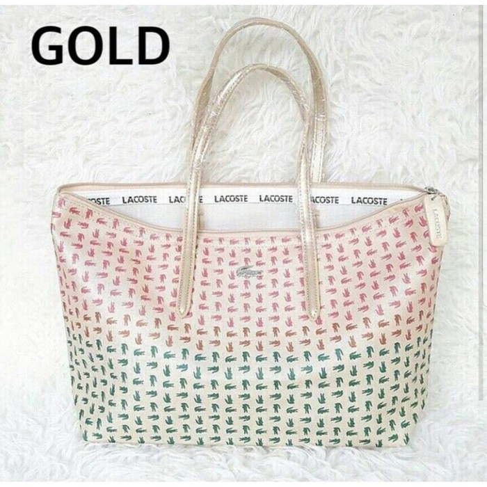 Tote Bag Kanvas Pria Wanita Trendy Camera Besar Pakai Resleting   UB44  Tas Lacoste Ombre 3 Motif