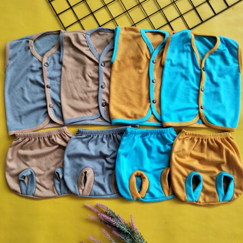 4 stel baju bayi polos kombinasi newborn