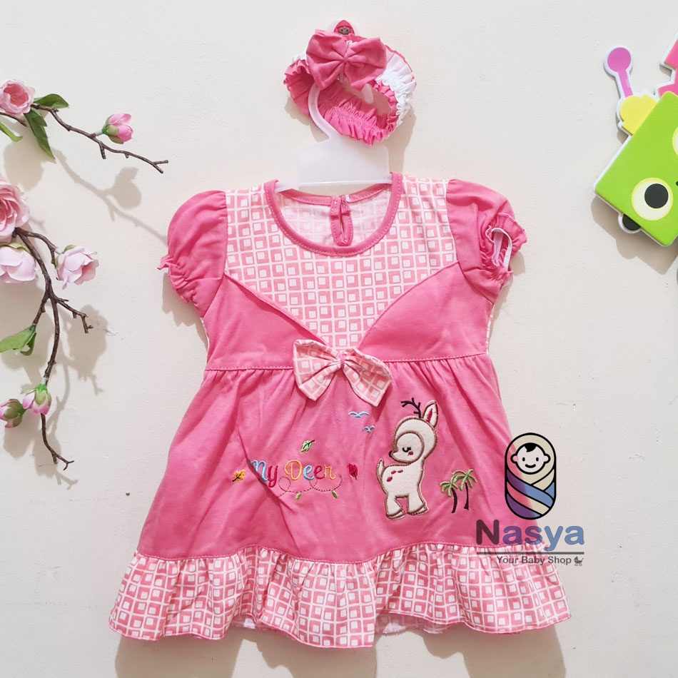 [P-047] Baju Bayi / Dress Bayi Perempuan 0-6 bulan Motif Bunny