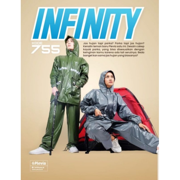 Jas Hujan Stelan Baju Celana Dewasa Pria Wanita Plevia INFINITY 755