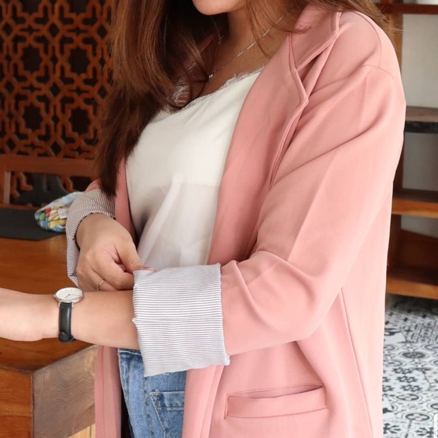 Blazer Pink Edition ( Realpict blazer korea office casual ootd best seller )