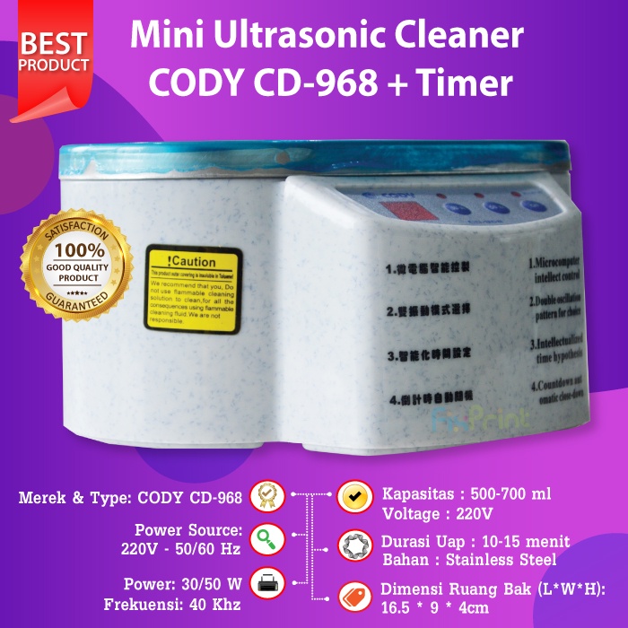 Mini Ultrasonic Cleaner CODY CD-968 Timer Mesin Ultra Sonic Digital