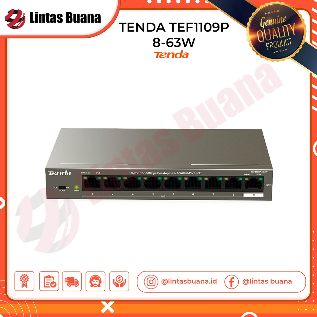Tenda POE Switch 8 port TEF1109P-8-63W