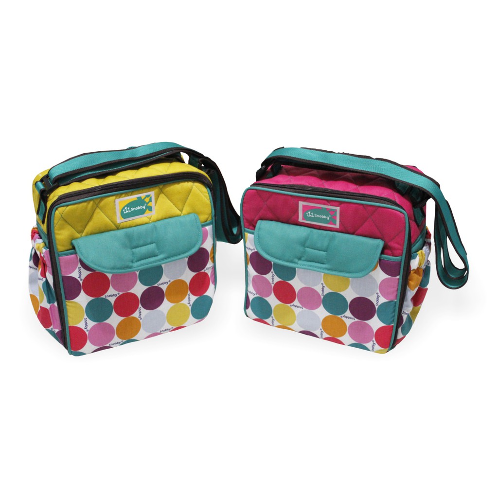 TAS BAYI DIAPER BAG SNOBBY TP1073 MOTIF POLKADOT PINK DAN KUNING