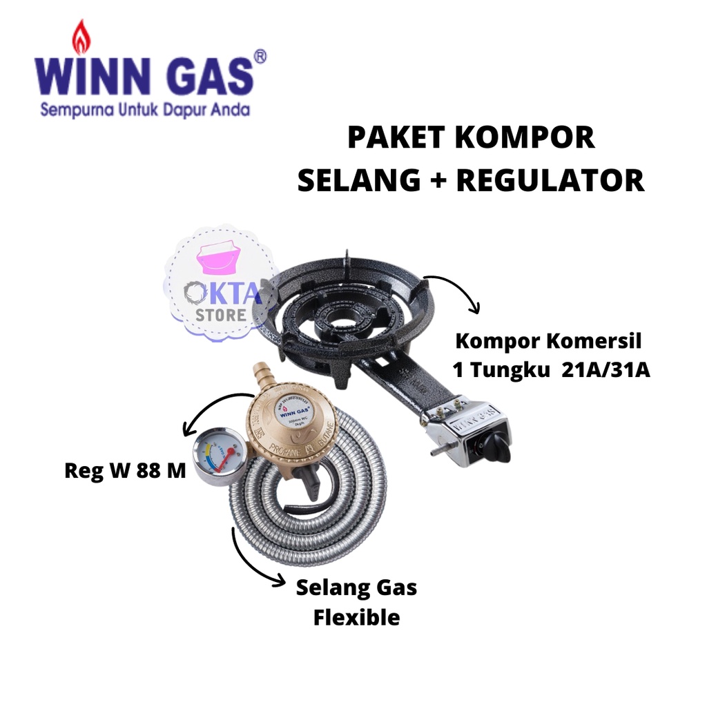 Kompor Winn Gas Komersil 1 Tungku  21A/31A