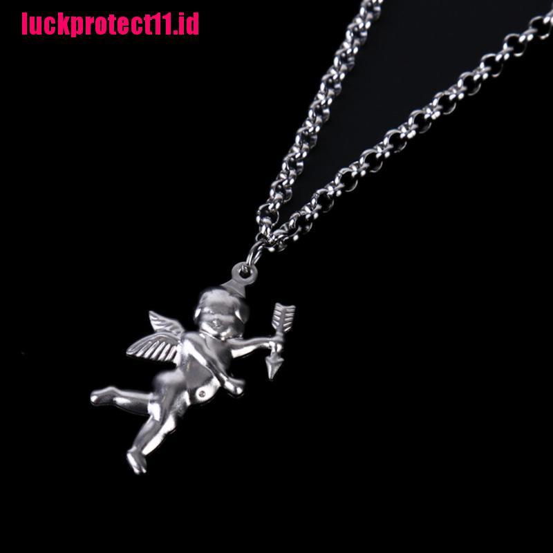 【LUCK】Women Vintage Lucky Fairy Angel Wing Pendant Silver Chain Necklace Jewelry Gift