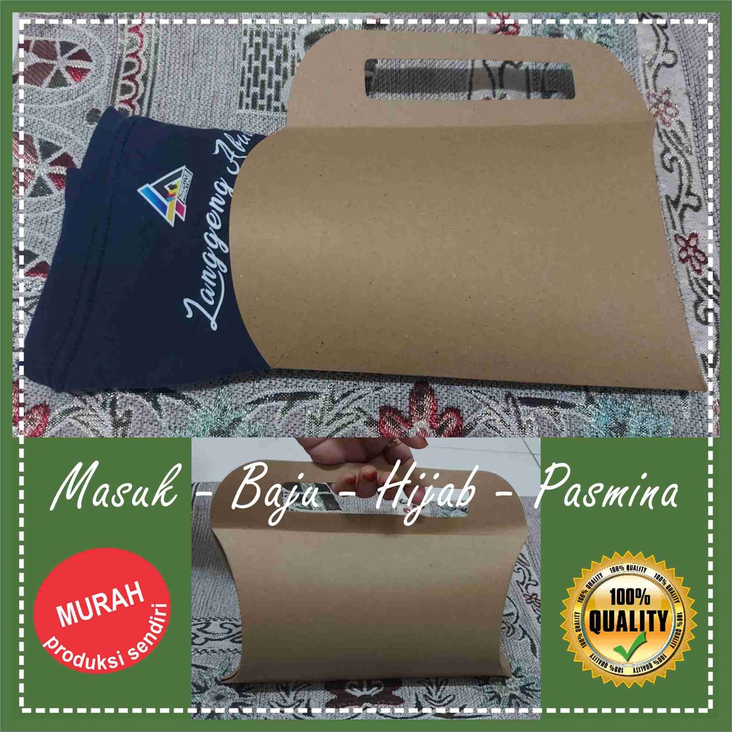 

PILLOW BOX GIFT BANTAL KOTAK SOVENIR KADO PACKAGING HIJAB BAJU RUSTIC