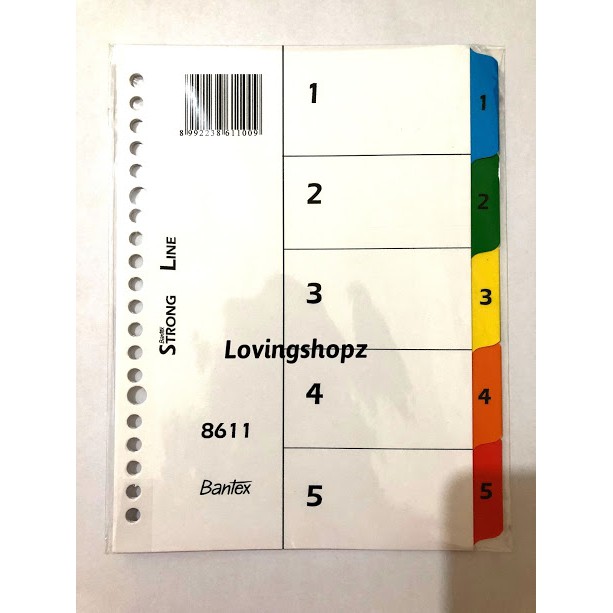 

Tab Divider Bantex ukuran A5, Tab Divider Bantex 8611, Pembatas Binder A5