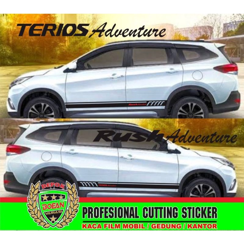 Cutting sticker lis strip body mobil Rush Terios