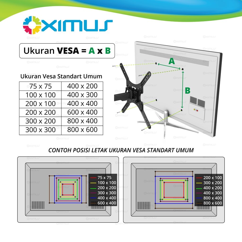 BRACKET  TV LED LCD STAND KAKI MONITOR 26&quot; - 37&quot; OXIMUS EV64