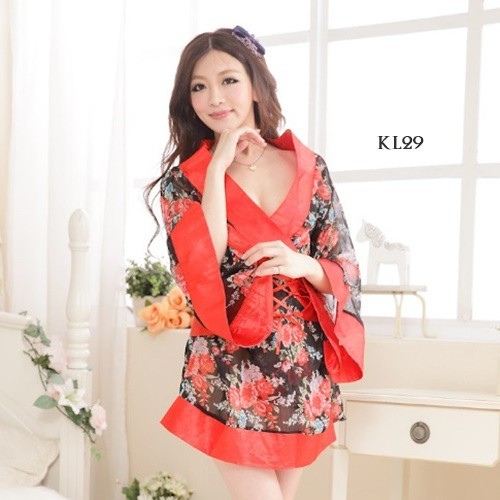[BISA COD] KIMONO LINGERIE BAJU TIDUR KIMONO WANITA PIYAMA KIMONO MOTIF BUNGA KL29