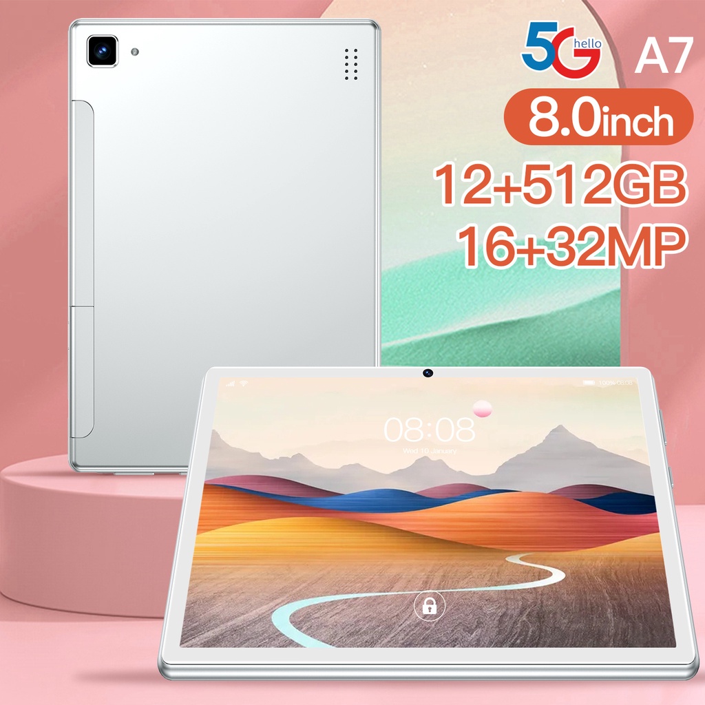 Baru Asli A7 Tablet PC 8.0inch 12GB + 512GB Android 10.0 Tablet PC Dual SIM 4G Jaringan Bluetooth 10 Core HD Layar