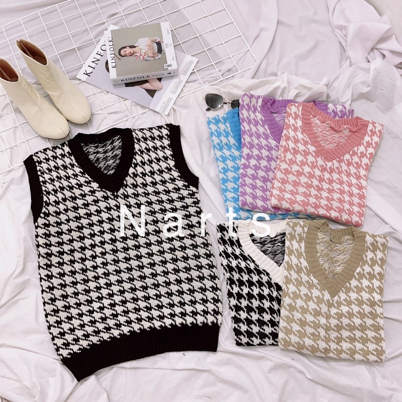 Houndstooth Vest / JENNIE Vest Rajut / TERMURAH !!!!!!!