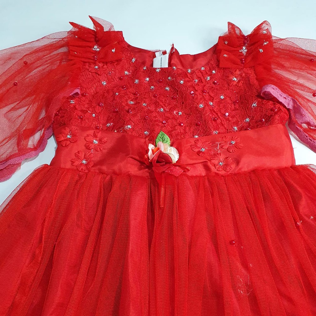 Dress Brukat Tile Anak 2 Tahun 10 Tahun Gaun Anak Perempuan Import 2 Tahun Murah Korea KA89