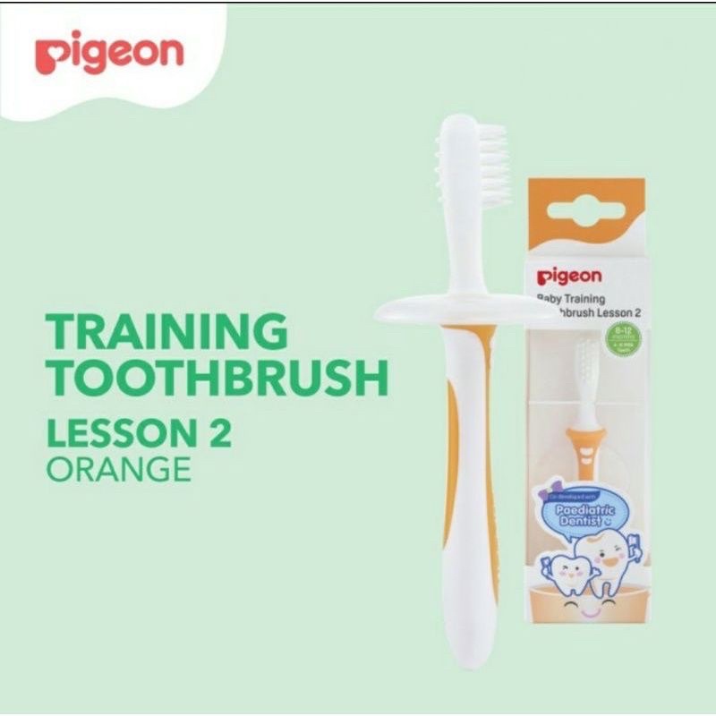 PIGEON Baby Training Toothbrush Lesson 2 Orange Sikat Gigi Bayi Tahap 2 8-12 Bulan