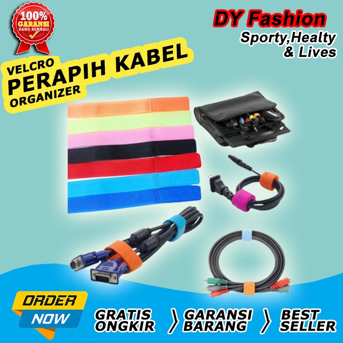 Pengikat kabel Strap velcro SP124 klip perapih kabel organizer tali perapi penjepit kabel charger hp