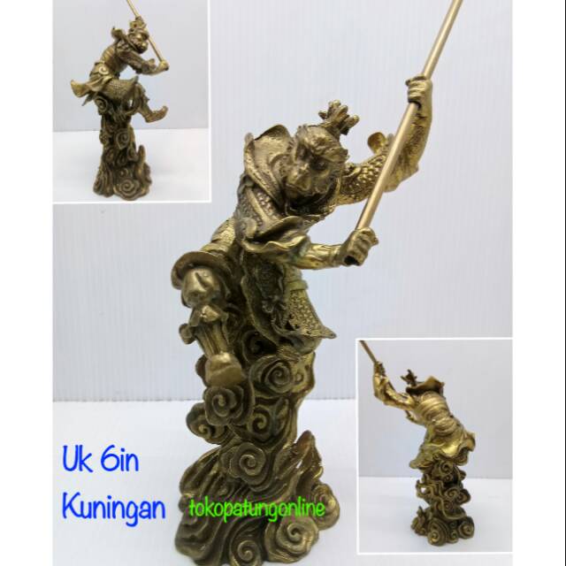 Patung Sungokong Kera Sakti Kuningan Uk 6in