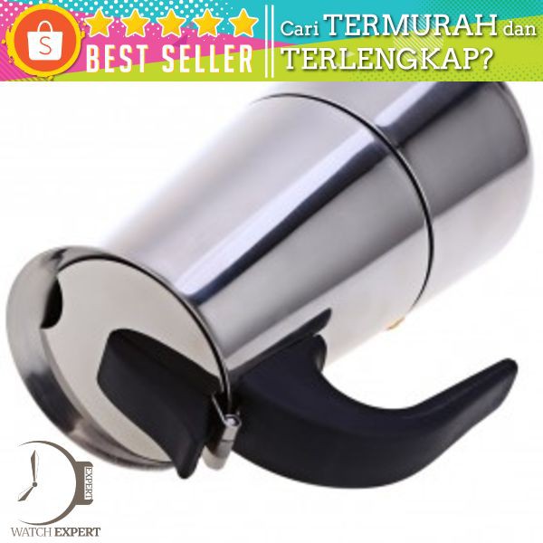 OneTwoCups Espresso Coffee Maker Moka Pot Teko Stovetop Filter 100ml 2 Cup - Z20 - Silver