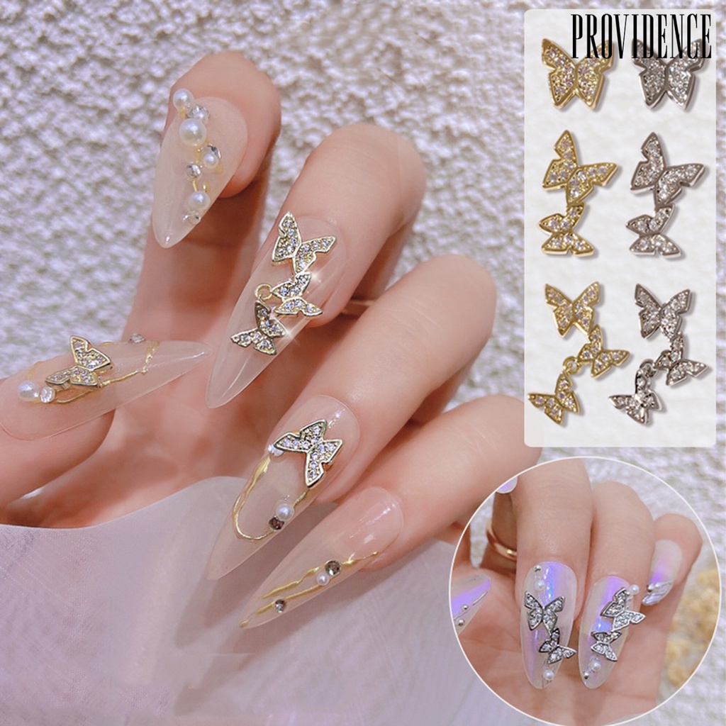 Providence Hiasan Kuku Bentuk Kupu-Kupu Aksen Cubic Zirconia Untuk Aksesoris Nail Art / Manicure