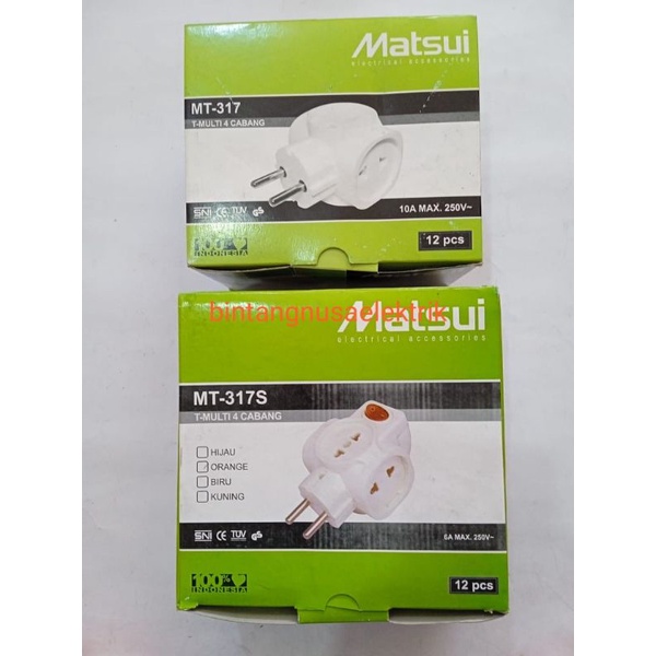 Matsu MT-317S/ MT-317 Stop Kontak Steker T Multi 4 Lubang + Saklar/ Stop Kontak Steker Te Multi 4 Lubang + Saklar/ Stop Kontak Steker  T Multi 4 Lubang/ Stop Kontak Steker Te Multi 4 Lubang/ Sambungan Stop Kontak Steker T Multi 4 Lubang + Saklar