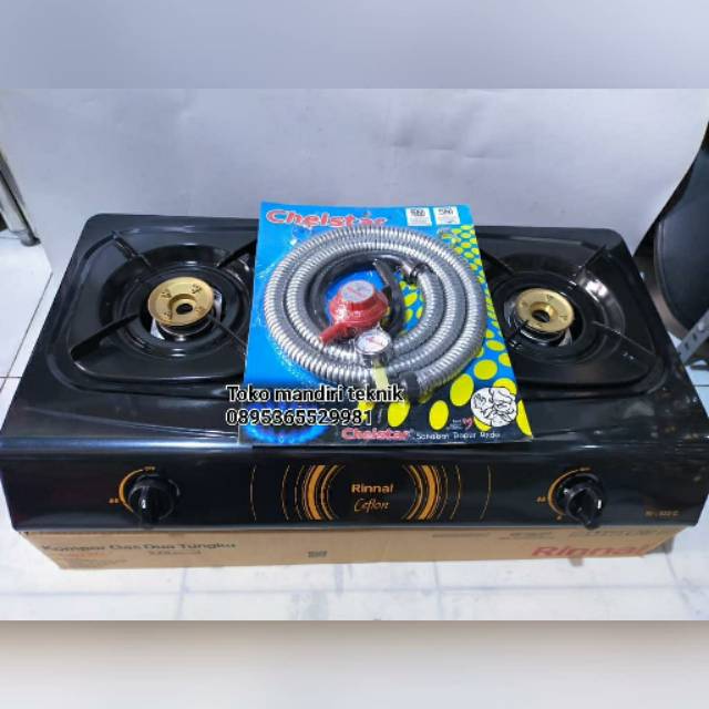 Paket hemat kompor gas 2tungku merk Rinnai tipe 522C siap pakai
