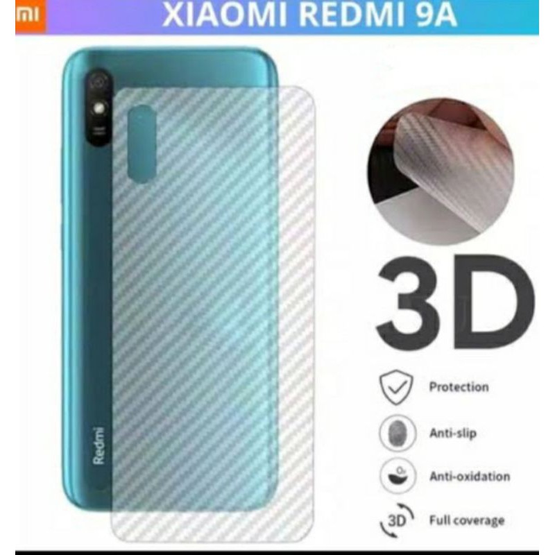 Skin Garskin Carbon Karbon Xiaomi Redmi 9A Redmi 9i Anti Jamur Belakang Transparan