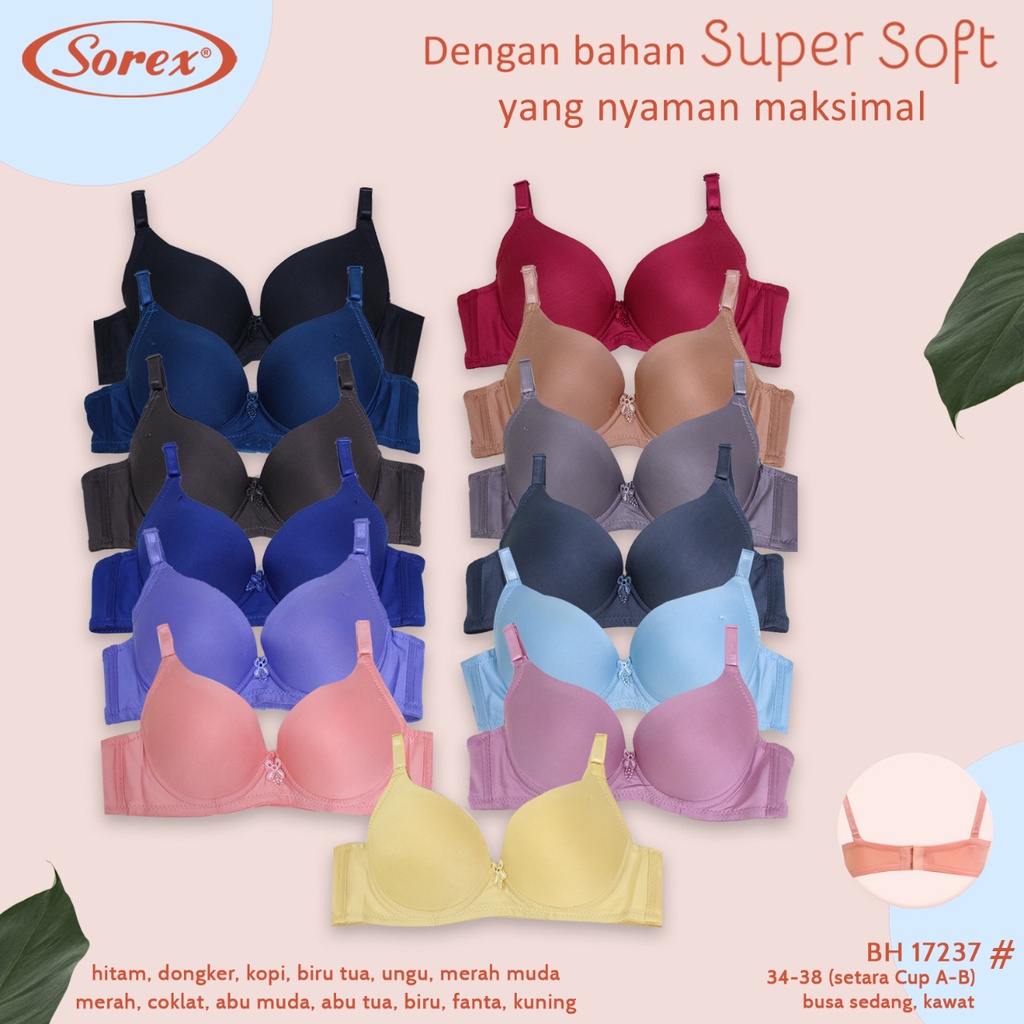 Bh Bra Sorex 17237 (Cup Sedang) Super Soft | Busa Sedang Pakai Kawat | Basic |jx