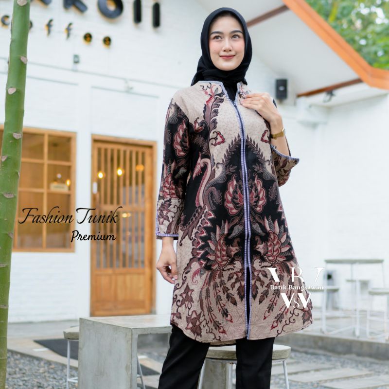 Baju Batik Wanita Tunik Modern Premium High Quality Dress Batik Atasan Batik-Ayam Kate